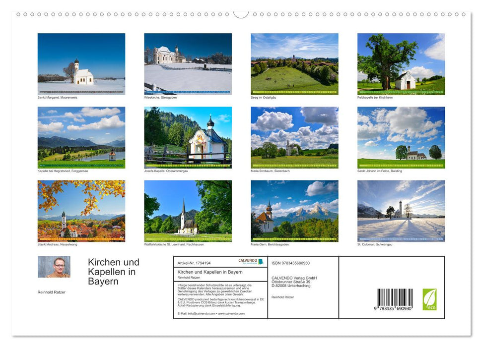 Kirchen und Kapellen in Bayern (CALVENDO Premium Wandkalender 2025)