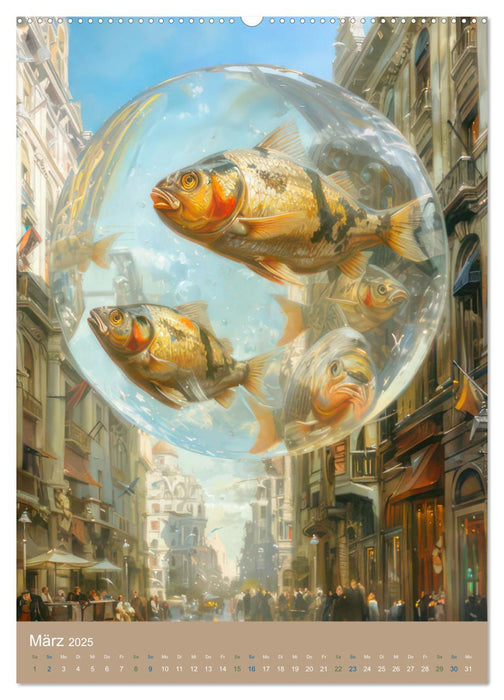 Schwebende Tiere in Seifenblasen - Humorbilder (CALVENDO Premium Wandkalender 2025)
