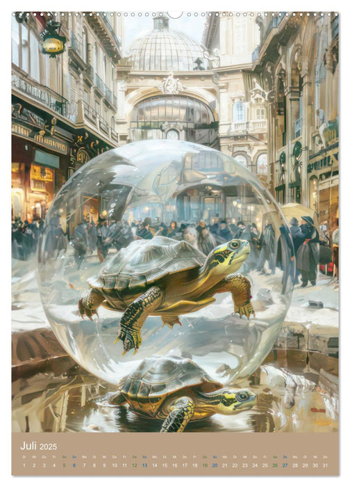 Schwebende Tiere in Seifenblasen - Humorbilder (CALVENDO Premium Wandkalender 2025)