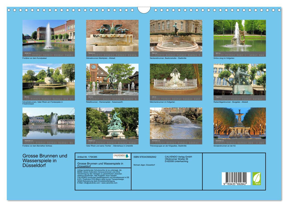 Grosse Brunnen und Wasserspiele in Düsseldorf (CALVENDO Wandkalender 2025)