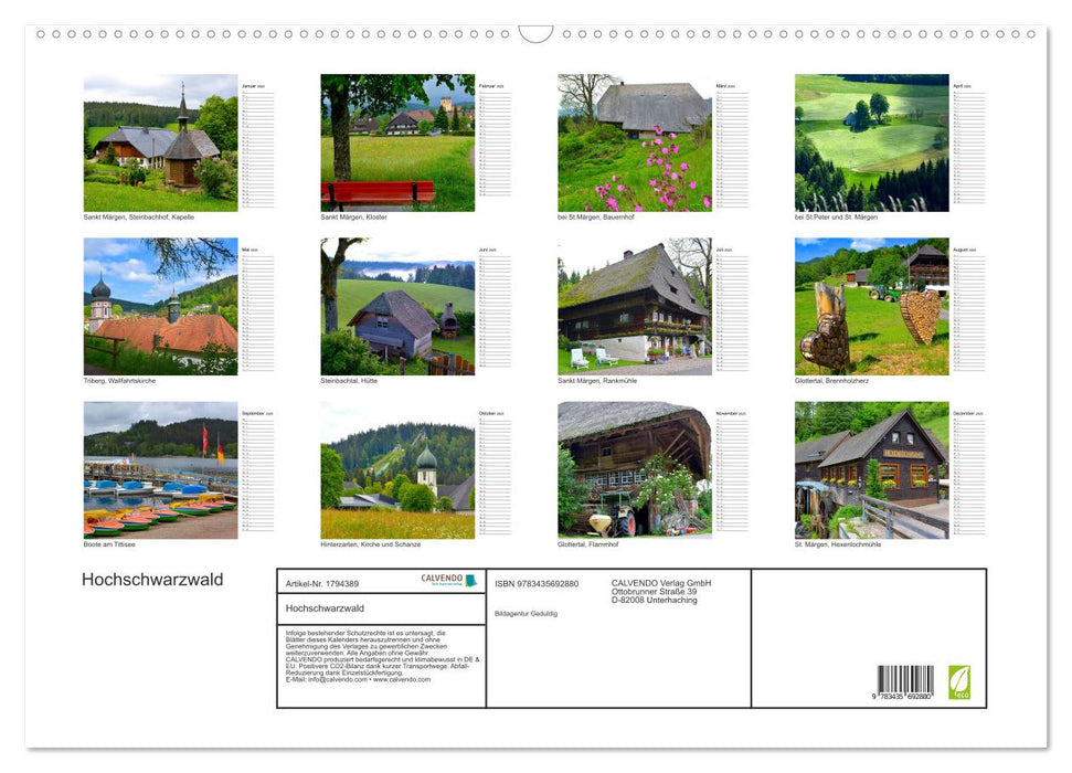 Hochschwarzwald (CALVENDO Wandkalender 2025)