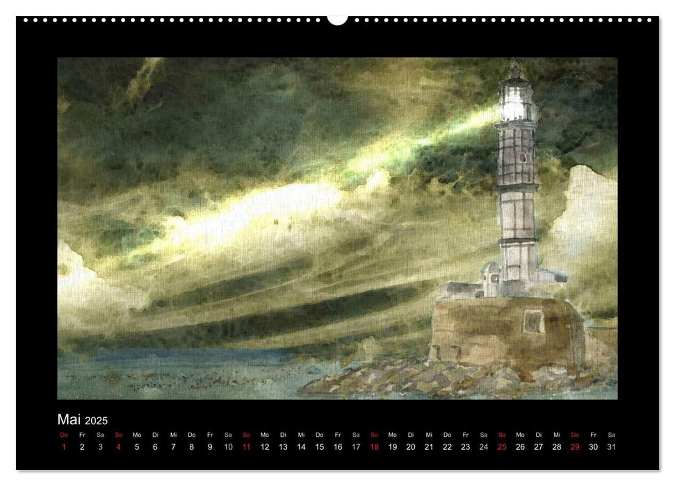 Leuchttürme bei Nacht (CALVENDO Premium Wandkalender 2025)