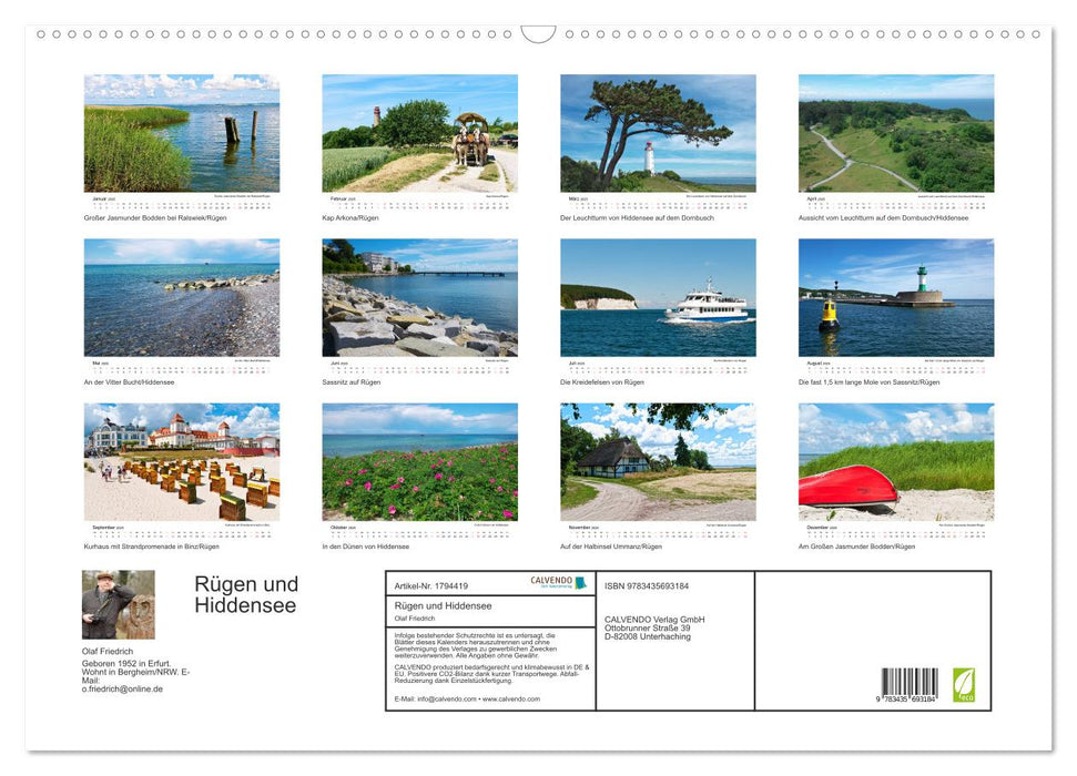 Rügen und Hiddensee (CALVENDO Wandkalender 2025)