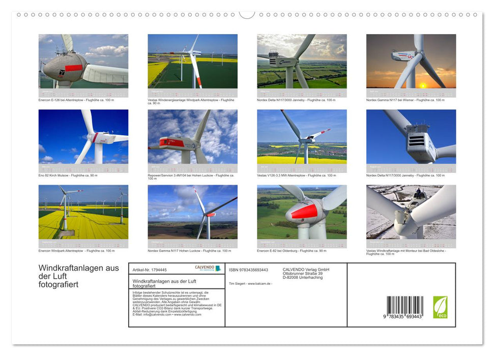 Windkraftanlagen aus der Luft fotografiert (CALVENDO Premium Wandkalender 2025)