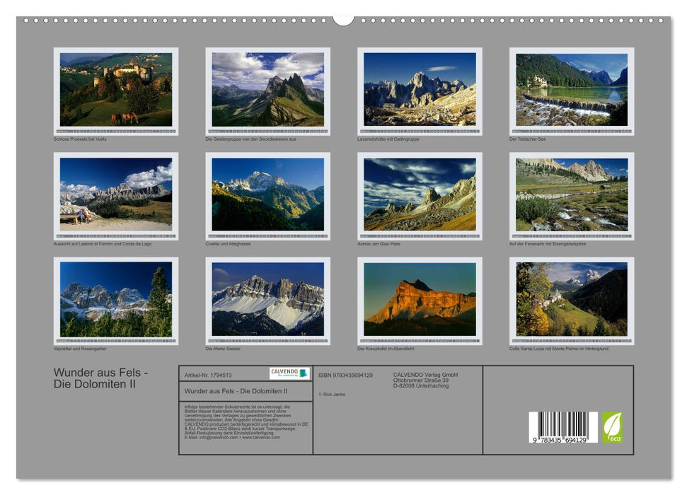 Wunder aus Fels - Die Dolomiten II (CALVENDO Premium Wandkalender 2025)