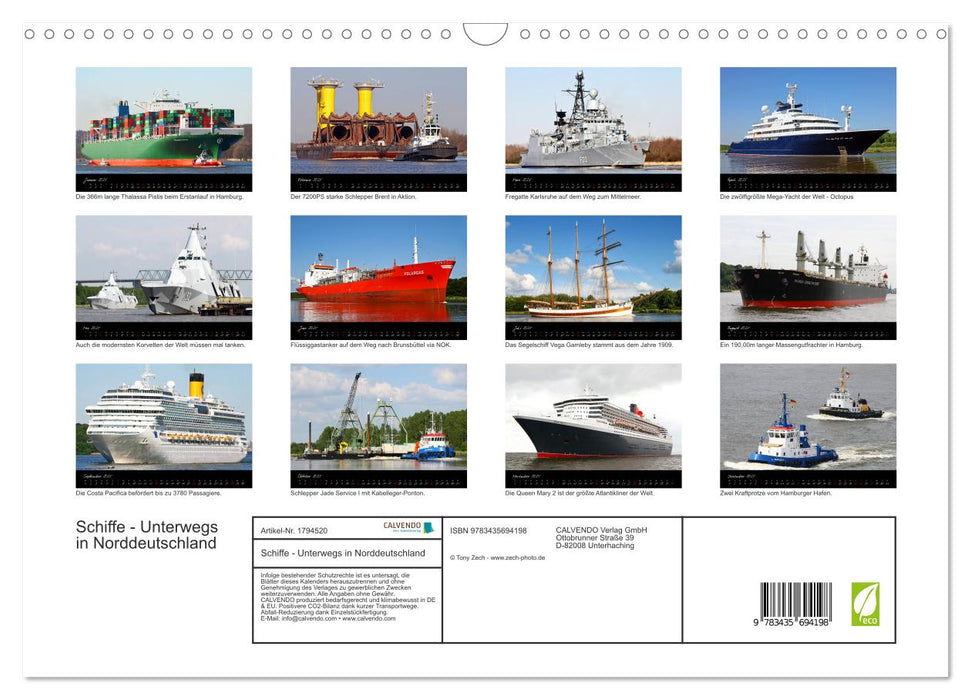 Schiffe - Unterwegs in Norddeutschland (CALVENDO Wandkalender 2025)