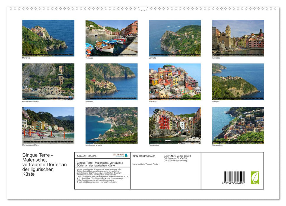 Cinque Terre - Malerische, verträumte Dörfer an der ligurischen Küste (CALVENDO Premium Wandkalender 2025)