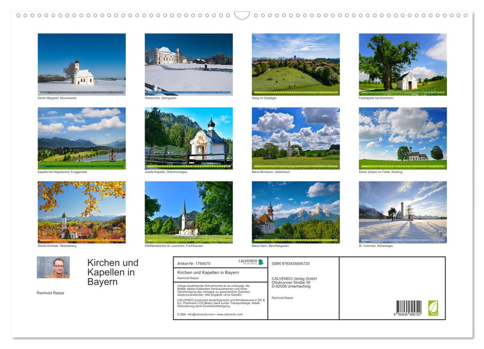 Kirchen und Kapellen in Bayern (CALVENDO Wandkalender 2025)