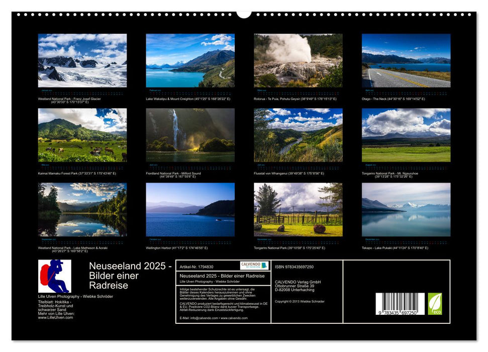 Neuseeland 2025 - Bilder einer Radreise (CALVENDO Premium Wandkalender 2025)