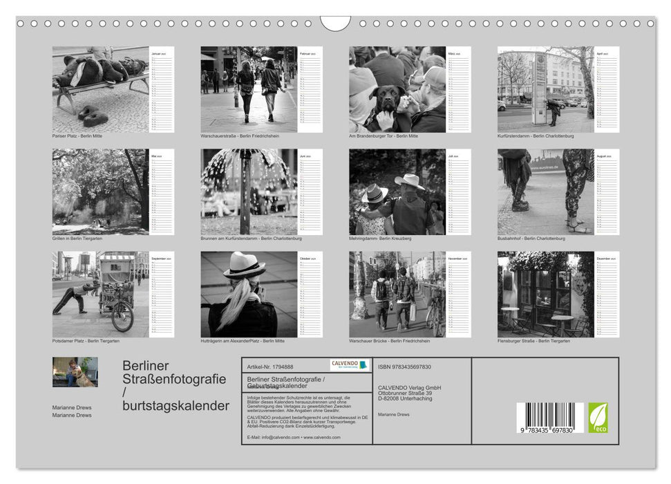 Berliner Straßenfotografie / Geburtstagskalender (CALVENDO Wandkalender 2025)