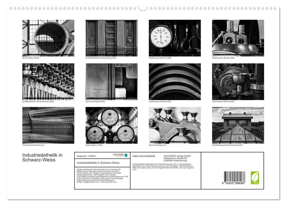 Industrieästhetik in Schwarz-Weiss (CALVENDO Premium Wandkalender 2025)