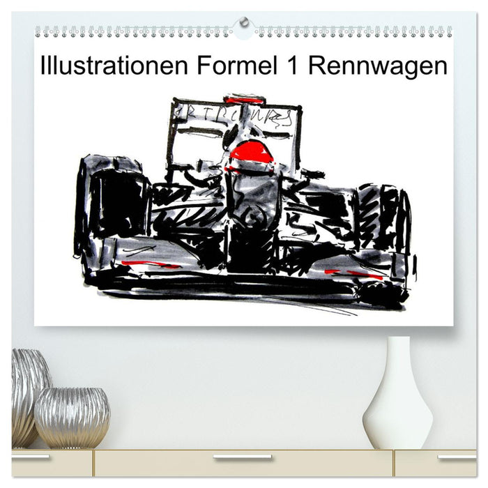 Illustrationen Formel 1 Rennwagen (CALVENDO Premium Wandkalender 2025)
