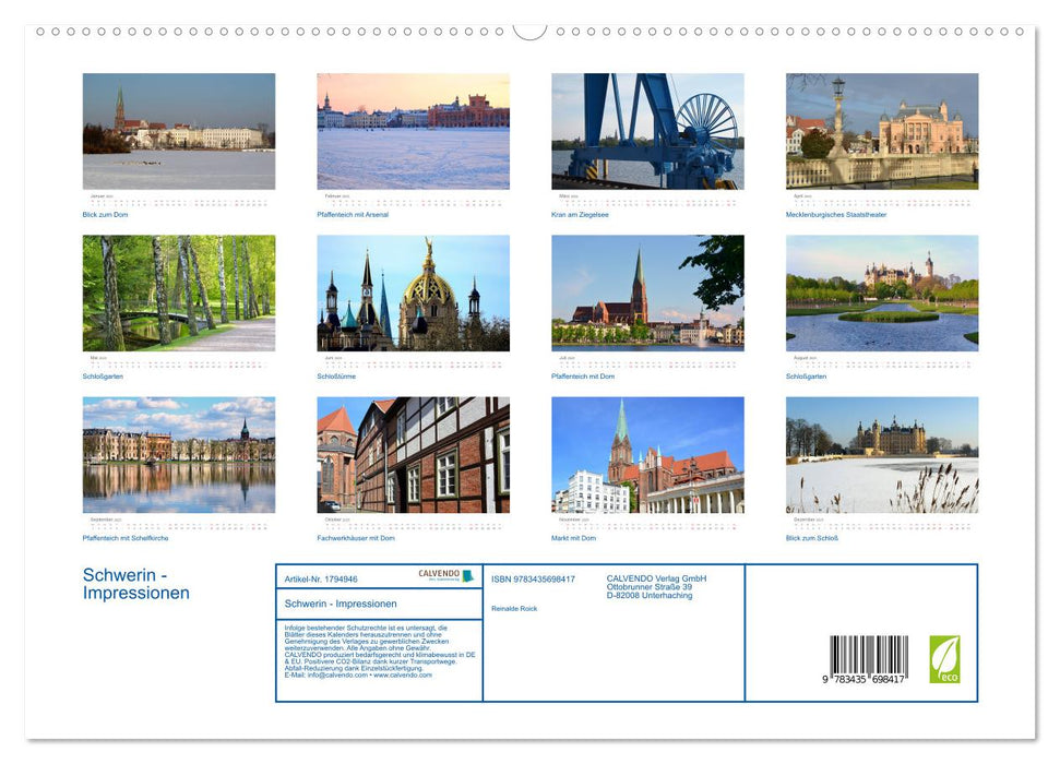 Schwerin - Impressionen (CALVENDO Premium Wandkalender 2025)