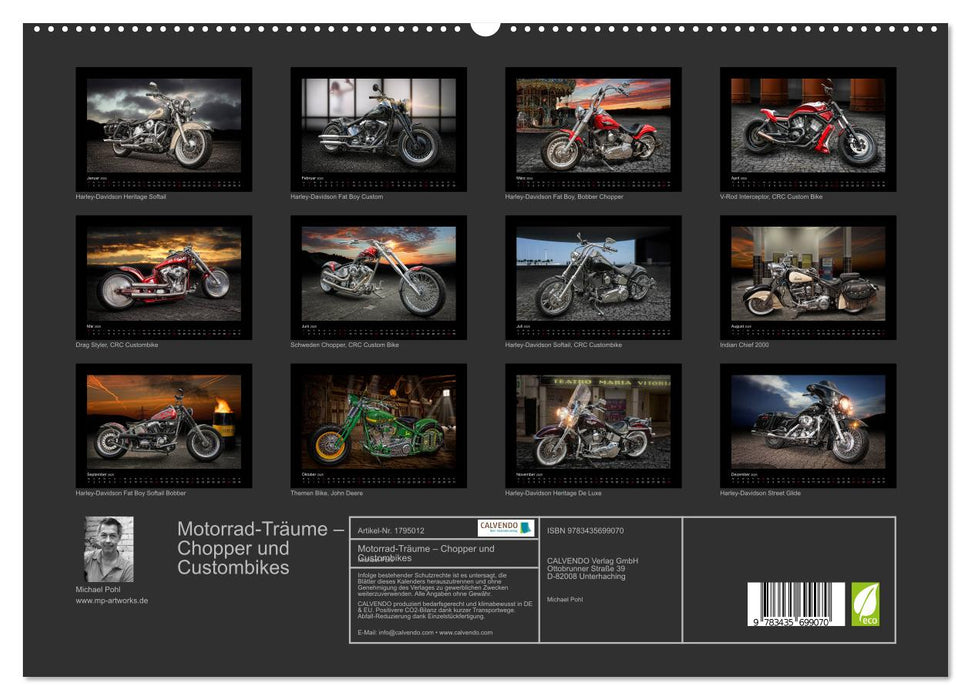 Motorrad-Träume – Chopper und Custombikes (CALVENDO Premium Wandkalender 2025)