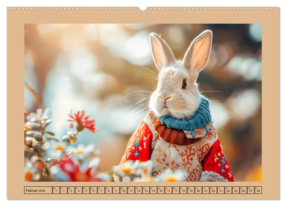 Kaninchen auf modischer Mission (CALVENDO Premium Wandkalender 2025)