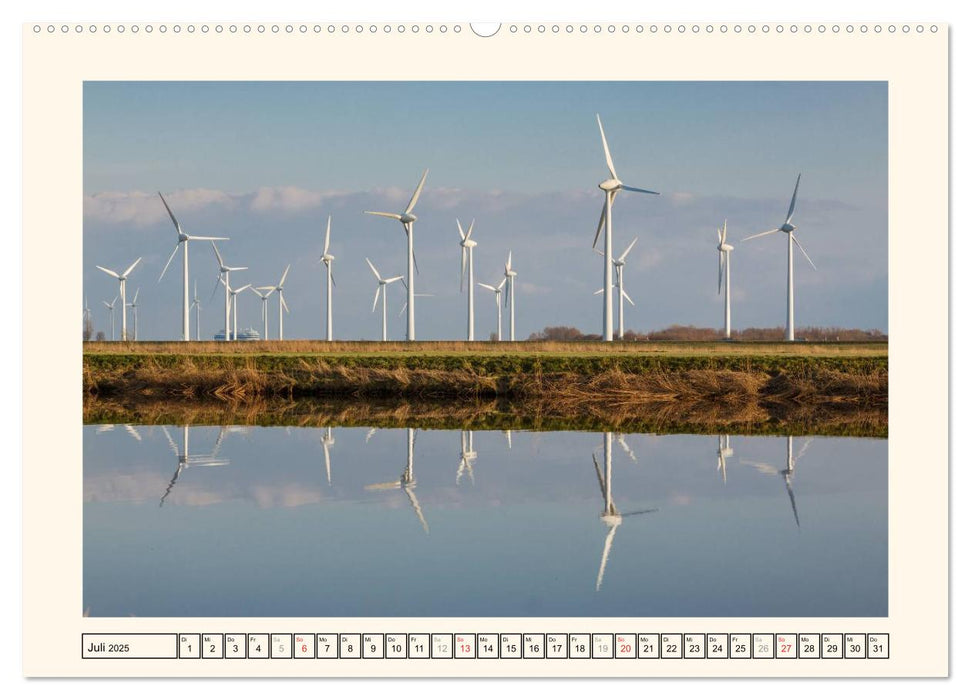 Windkraft in der Landschaft Ostfrieslands (CALVENDO Premium Wandkalender 2025)