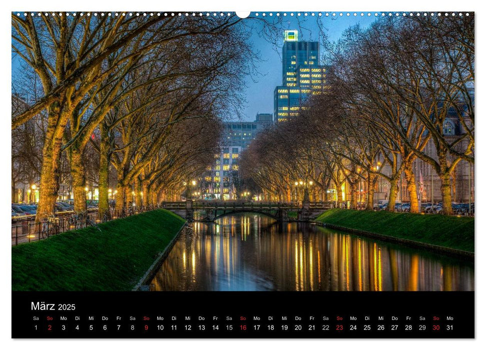 Düsseldorf - Ansichten am Abend (CALVENDO Premium Wandkalender 2025)