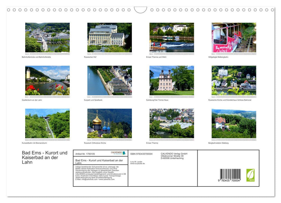 Bad Ems - Kurort und Kaiserbad an der Lahn (CALVENDO Wandkalender 2025)