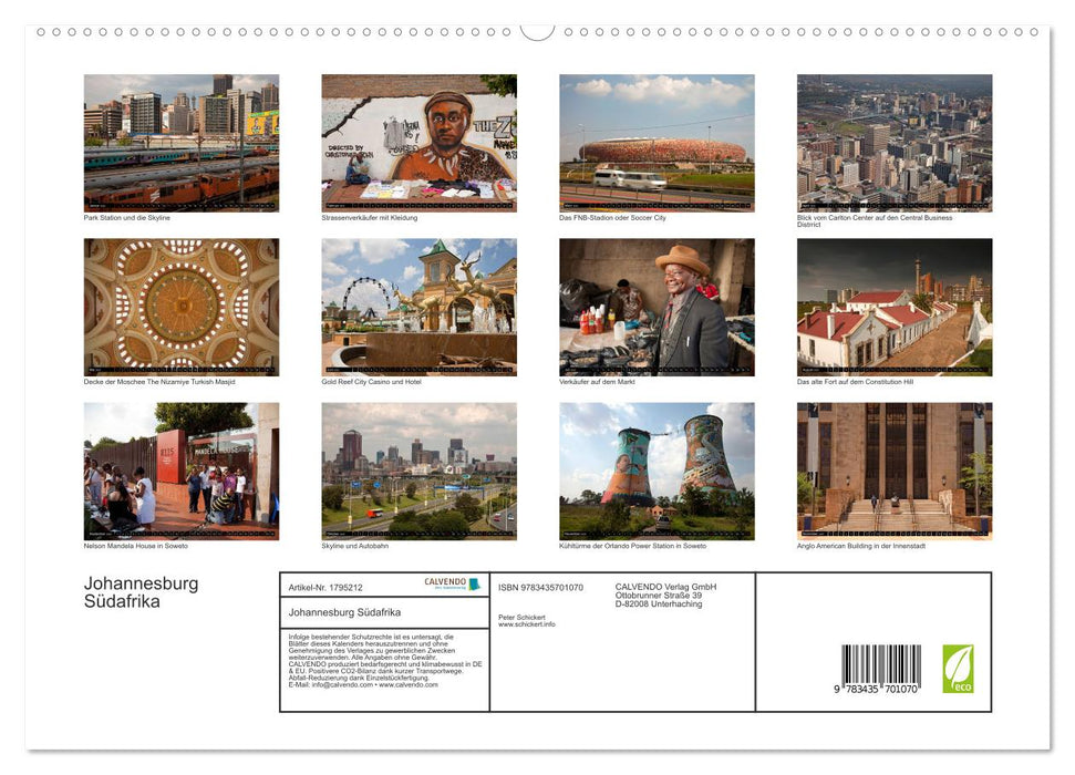 Johannesburg Südafrika (CALVENDO Premium Wandkalender 2025)