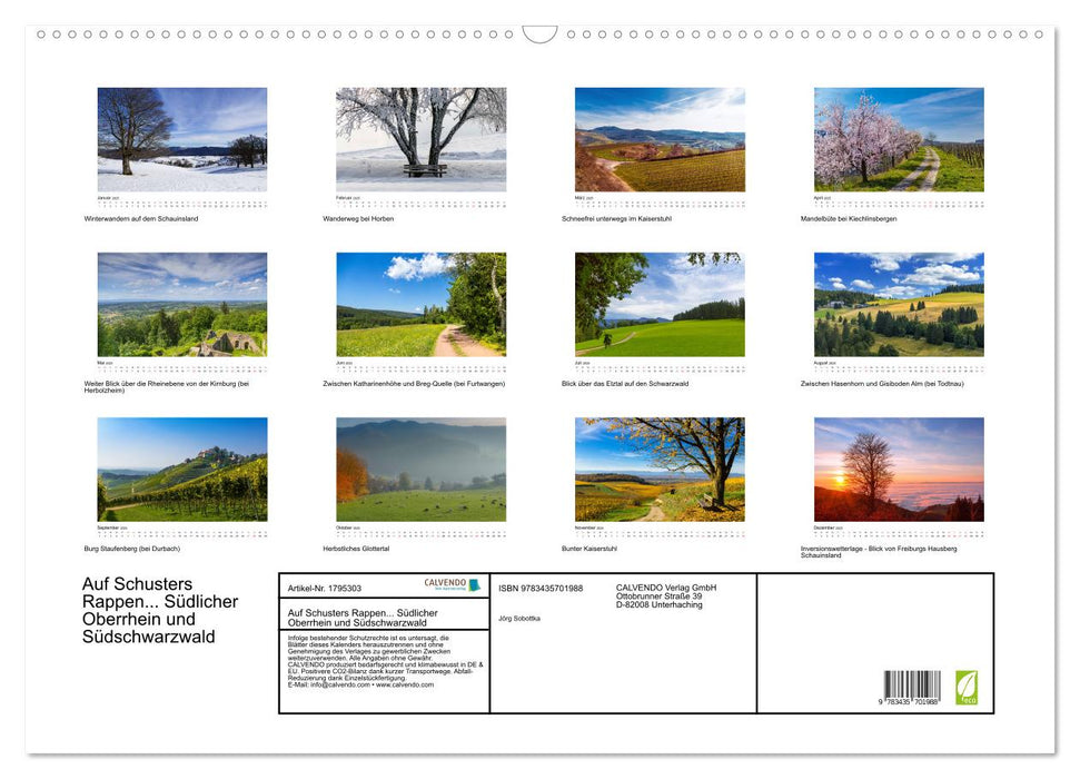 Auf Schusters Rappen... Südlicher Oberrhein und Südschwarzwald (CALVENDO Wandkalender 2025)