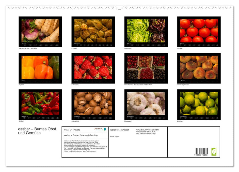 essbar – Buntes Obst und Gemüse (CALVENDO Wandkalender 2025)