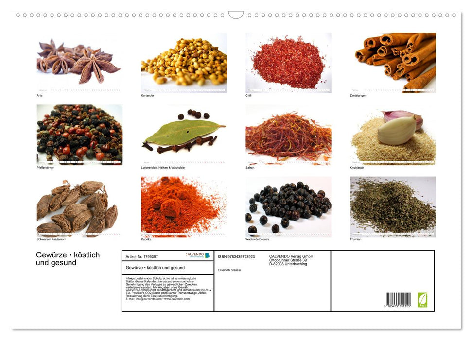 Gewürze • köstlich und gesund (CALVENDO Wandkalender 2025)