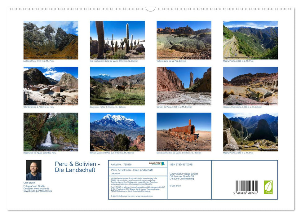 Peru & Bolivien - Die Landschaft (CALVENDO Premium Wandkalender 2025)