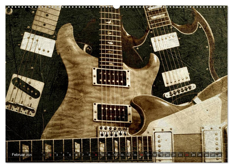 GITARREN Vintage Art (CALVENDO Premium Wandkalender 2025)