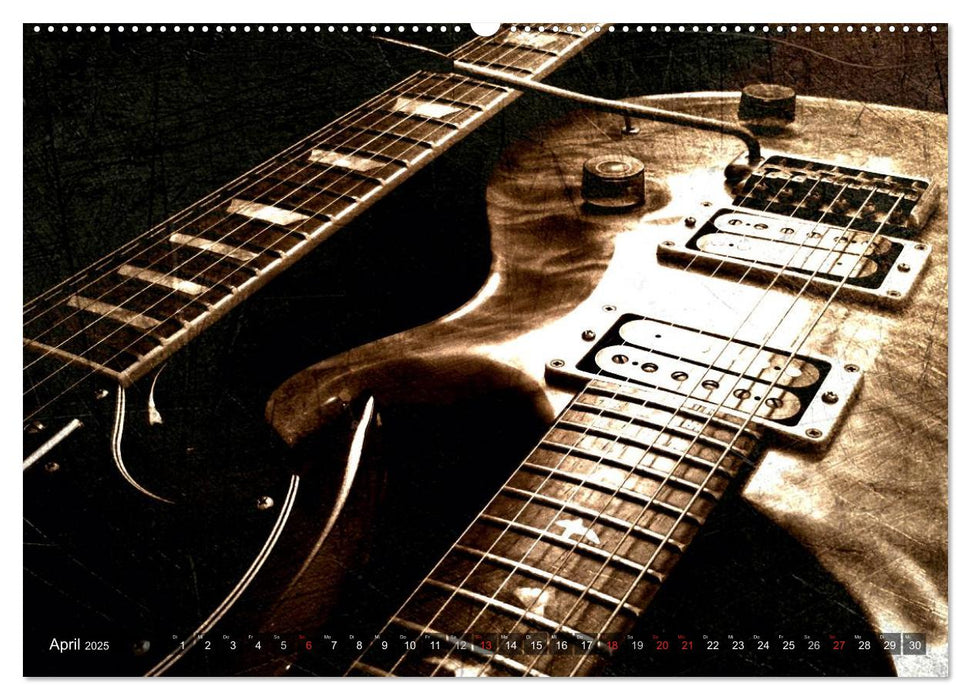 GITARREN Vintage Art (CALVENDO Premium Wandkalender 2025)