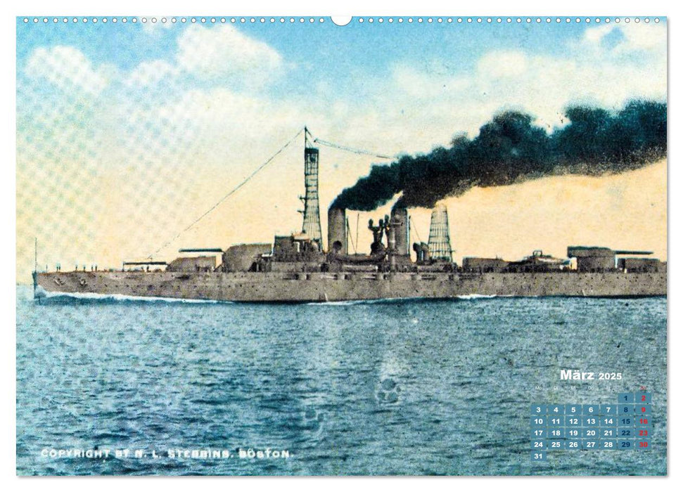 Fregatten, Kreuzer, Panzerschiffe – historische Karten von Kriegsschiffen (CALVENDO Wandkalender 2025)
