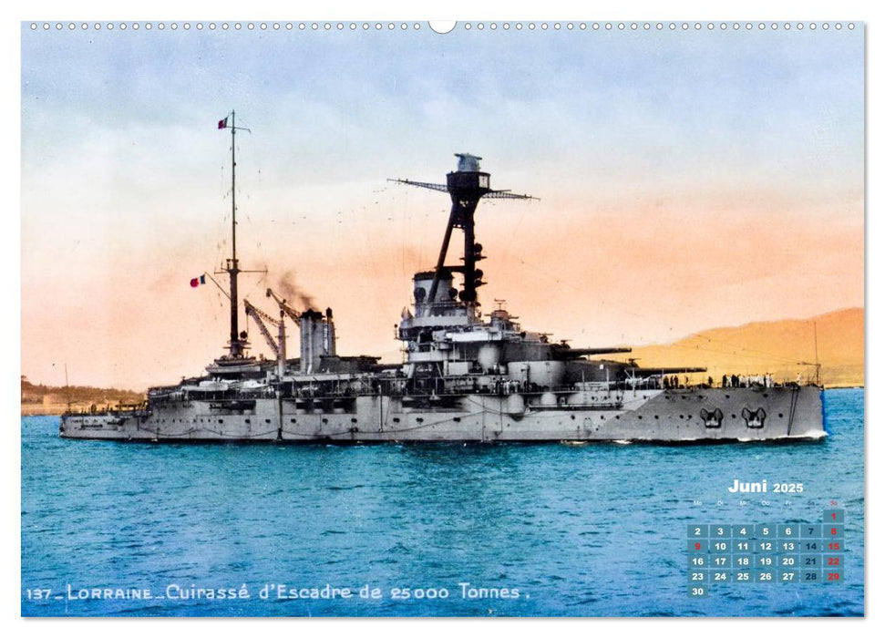 Fregatten, Kreuzer, Panzerschiffe – historische Karten von Kriegsschiffen (CALVENDO Wandkalender 2025)