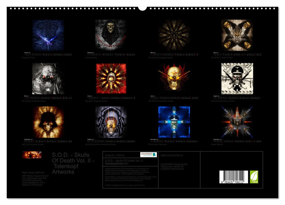 S.O.D. - Skulls Of Death Vol. II - Totenkopf Artworks (CALVENDO Premium Wandkalender 2025)