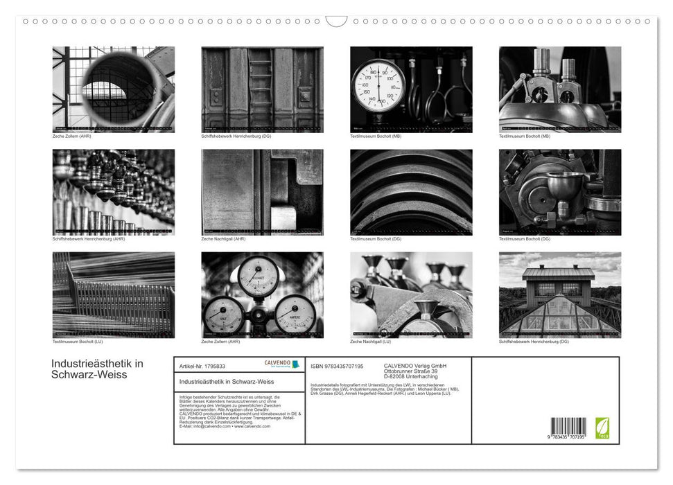 Industrieästhetik in Schwarz-Weiss (CALVENDO Wandkalender 2025)