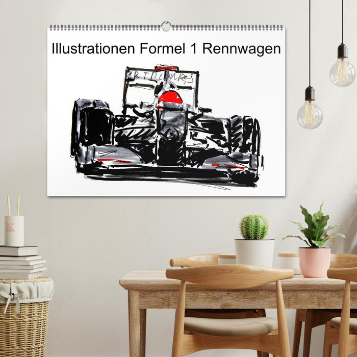 Illustrationen Formel 1 Rennwagen (CALVENDO Wandkalender 2025)