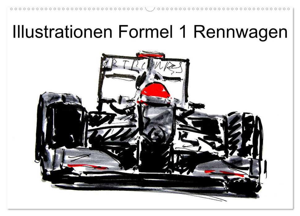 Illustrationen Formel 1 Rennwagen (CALVENDO Wandkalender 2025)