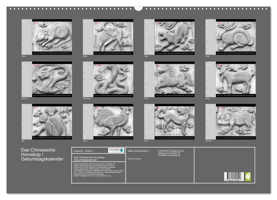 Das Chinesische Horoskop / Geburtstagskalender (CALVENDO Wandkalender 2025)