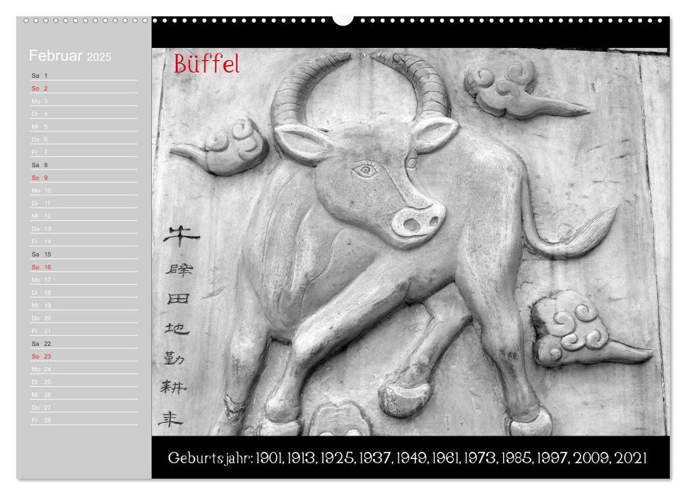 Das Chinesische Horoskop / Geburtstagskalender (CALVENDO Wandkalender 2025)