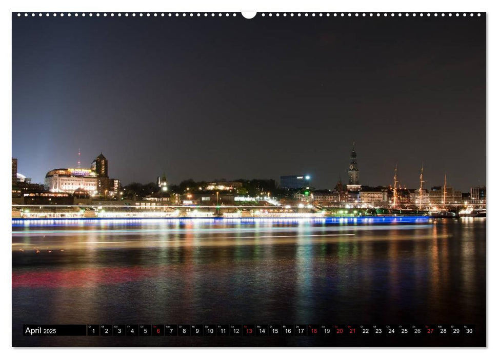 Mein Hamburg - Am schönsten bei Nacht (CALVENDO Premium Wandkalender 2025)