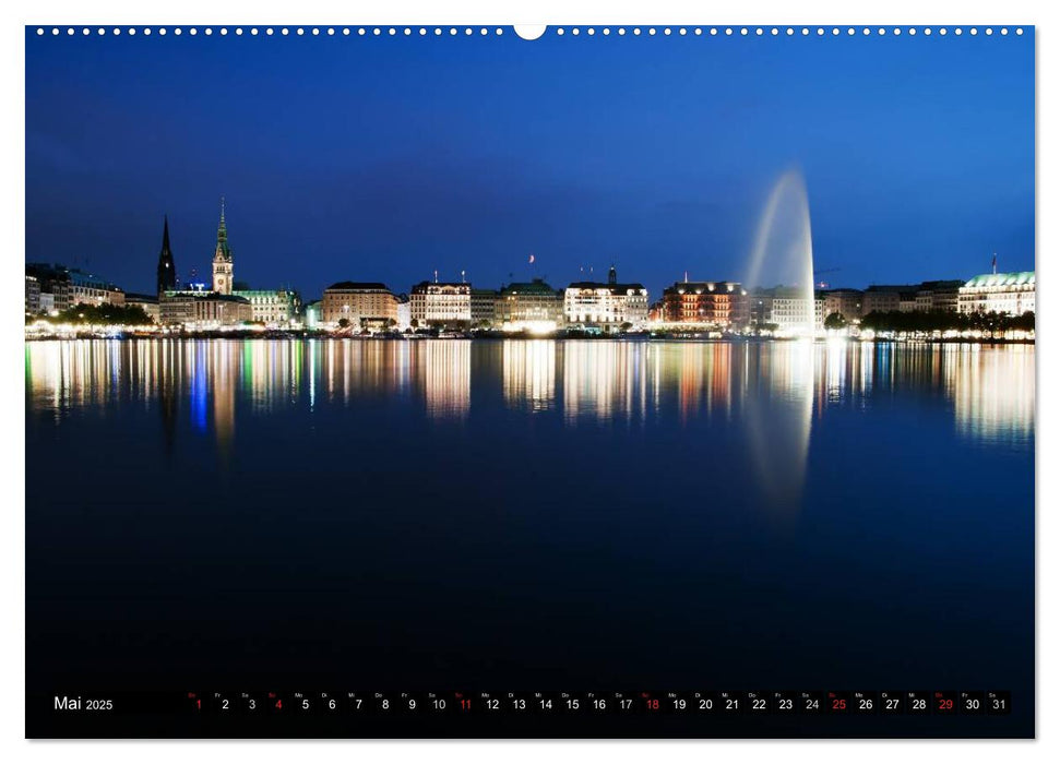 Mein Hamburg - Am schönsten bei Nacht (CALVENDO Premium Wandkalender 2025)