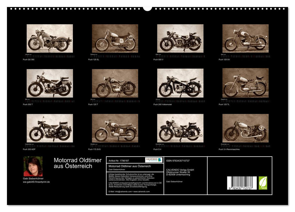 Motorrad Oldtimer aus Österreich (CALVENDO Premium Wandkalender 2025)