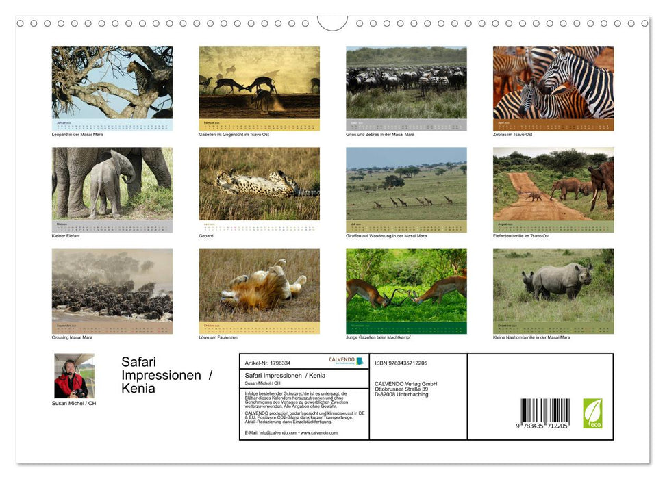 Safari Impressionen / Kenia (CALVENDO Wandkalender 2025)