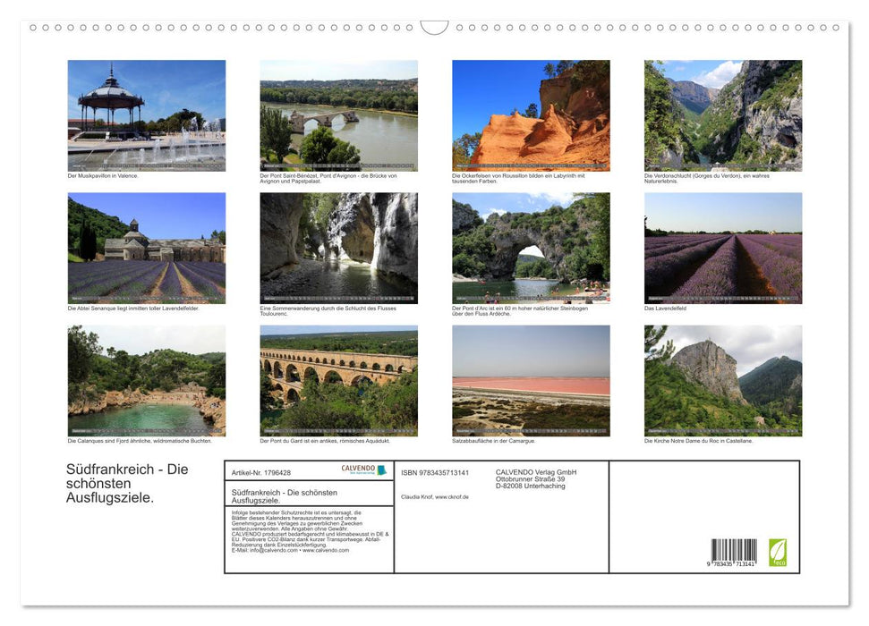 Südfrankreich - Die schönsten Ausflugsziele. (CALVENDO Wandkalender 2025)