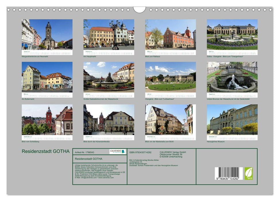 Residenzstadt GOTHA (CALVENDO Wandkalender 2025)