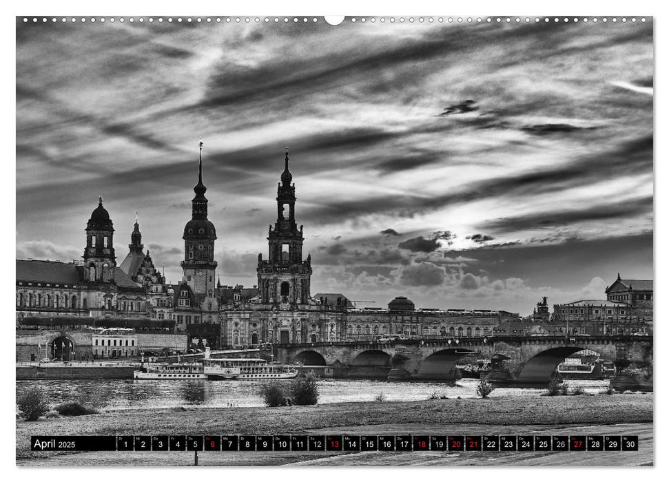 Dresden Faszination Schwarz Weiss (CALVENDO Premium Wandkalender 2025)