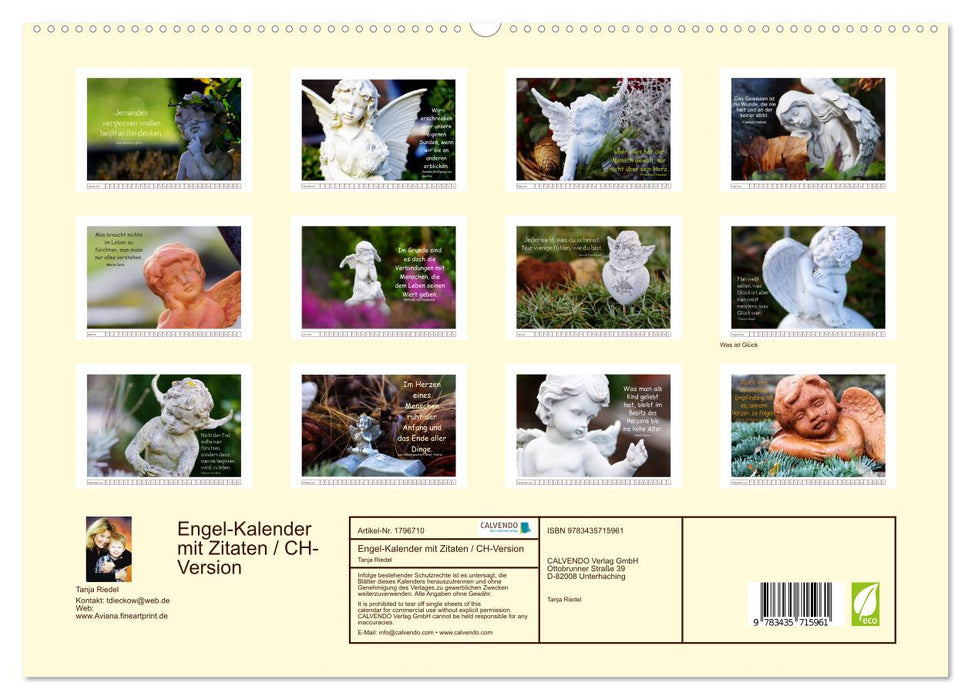 Engel-Kalender mit Zitaten / CH-Version (CALVENDO Premium Wandkalender 2025)