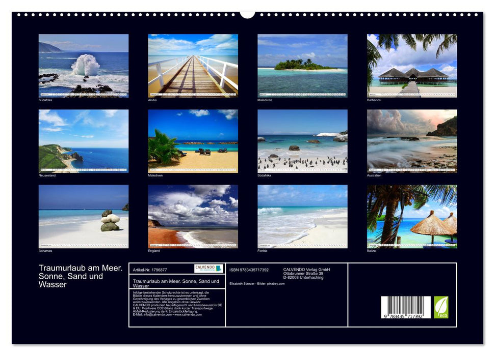 Traumurlaub am Meer. Sonne, Sand und Wasser (CALVENDO Premium Wandkalender 2025)