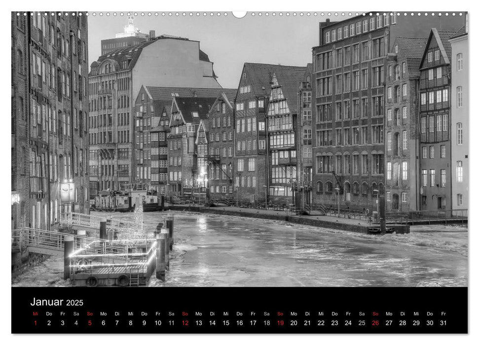 Hamburg monochrome Impressionen (CALVENDO Premium Wandkalender 2025)