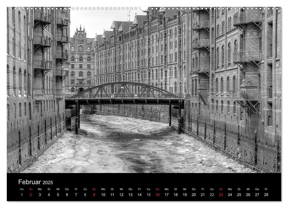 Hamburg monochrome Impressionen (CALVENDO Premium Wandkalender 2025)