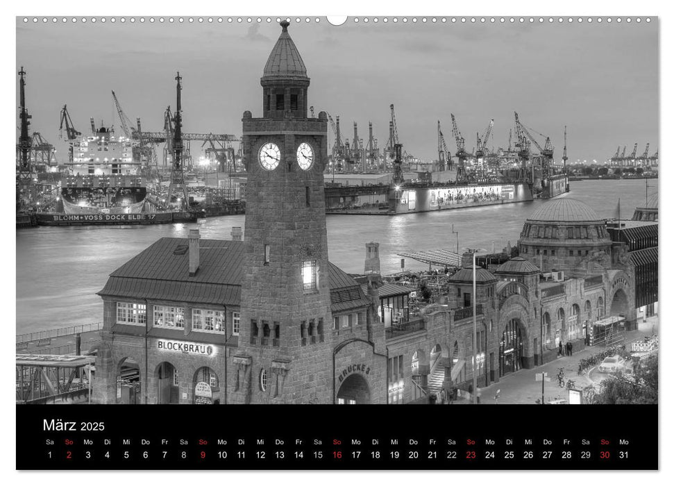 Hamburg monochrome Impressionen (CALVENDO Premium Wandkalender 2025)