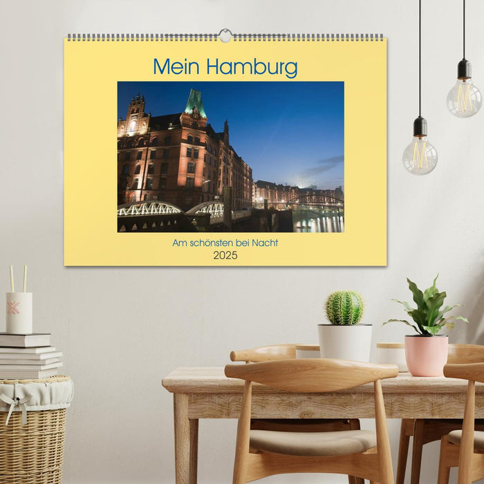 Mein Hamburg - Am schönsten bei Nacht (CALVENDO Wandkalender 2025)